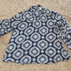Navy patterned Loft blouse